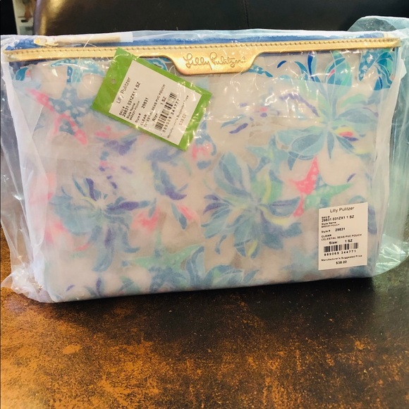 Lilly Pulitzer Accessories - Lilly Pulitzer Celestial Seas PVC Pouch Clear NWT